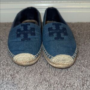 Tory Burch Denim Blue Espadrille Shoes